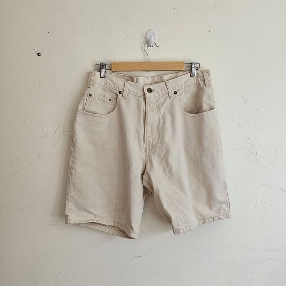 Vintage Nuovo County Seat Jeanswear Beige Denim Shorts Men’s Size 34 USA Made - Picture 1 of 8